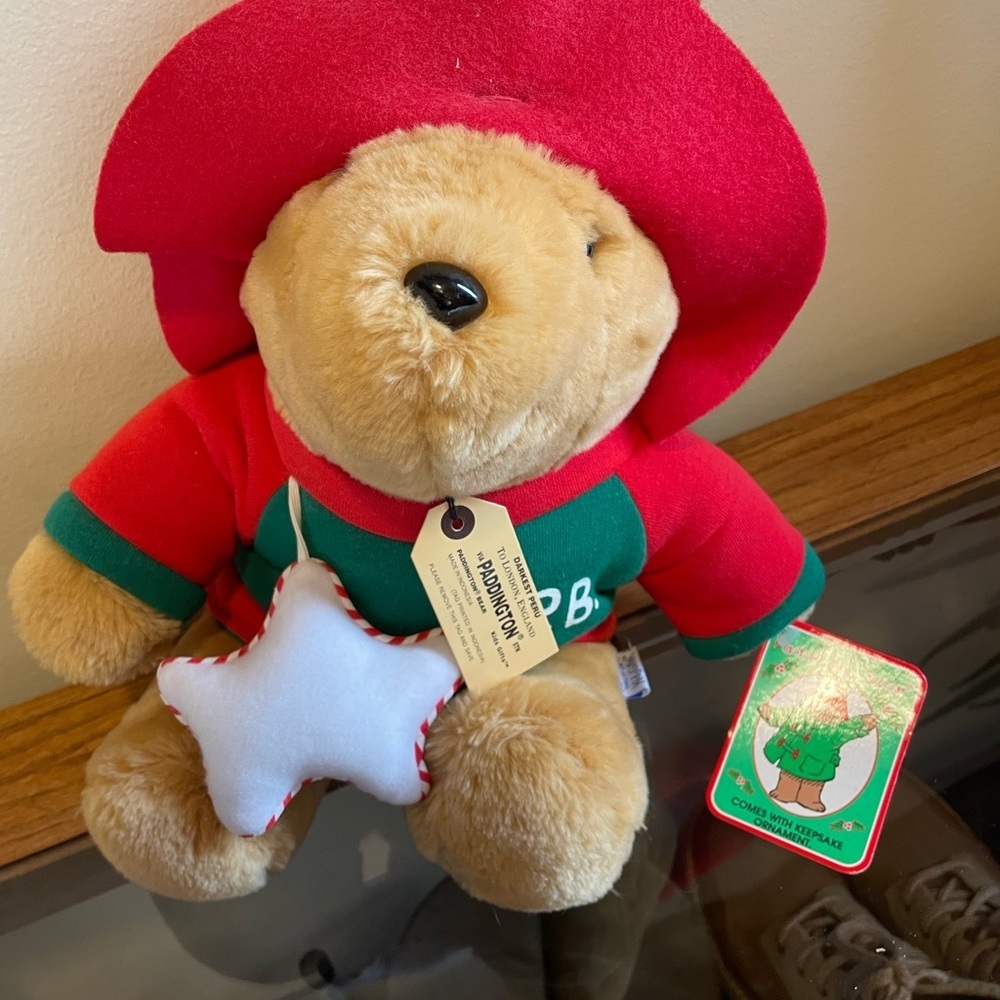 1994 Paddington Bear Plush Sears Christmas 16″ – Hat, Ornament, Original‎ Tags